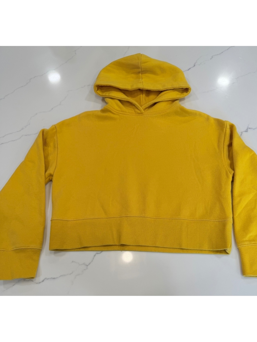 ZARA Womans Cropped Hoodie Sweatshirt Yellow Size Small